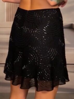 Express Black A-Line Skirt with Swirl Cutouts